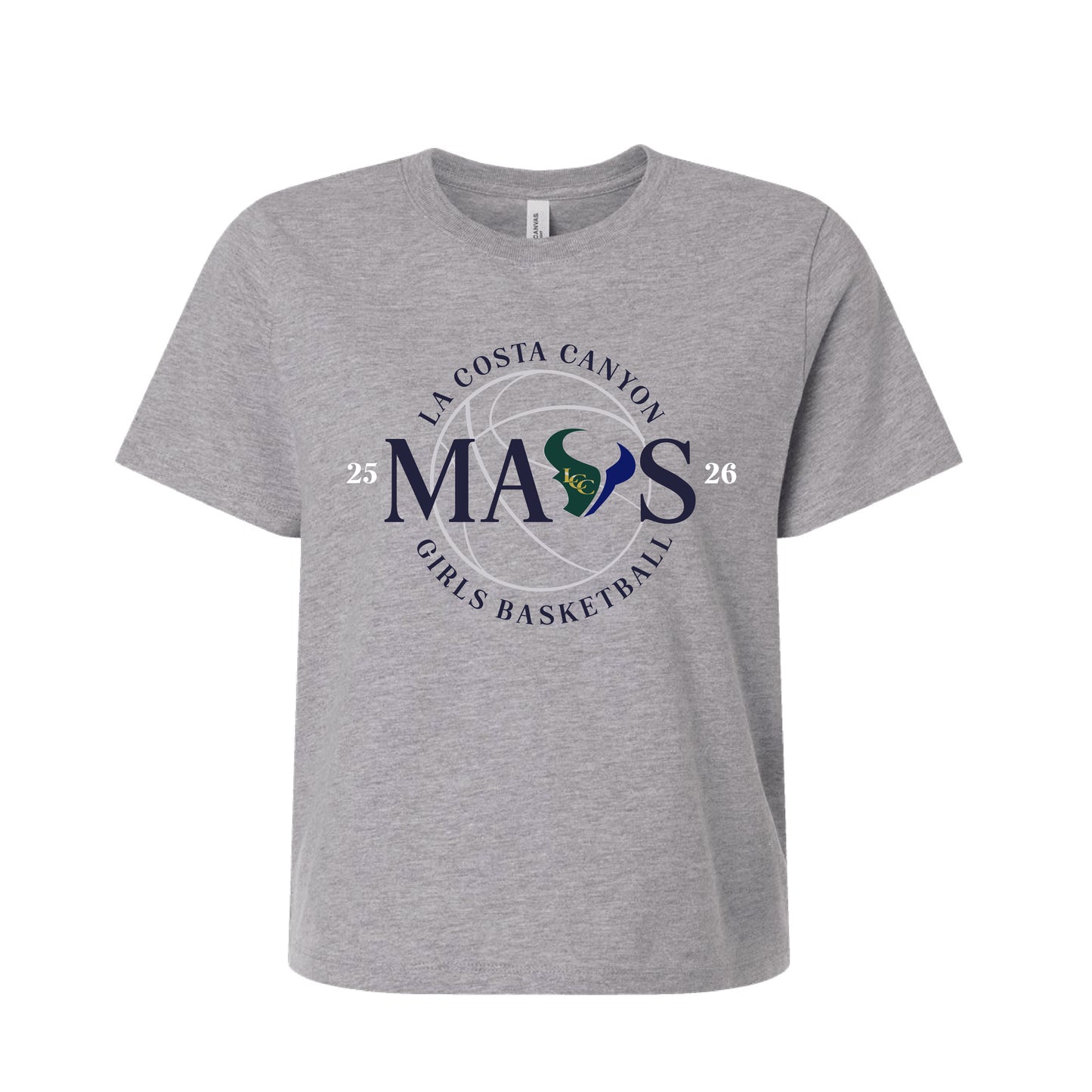 LCC Girls Basketball Ladies Boxy Tee (Athletic Grey)