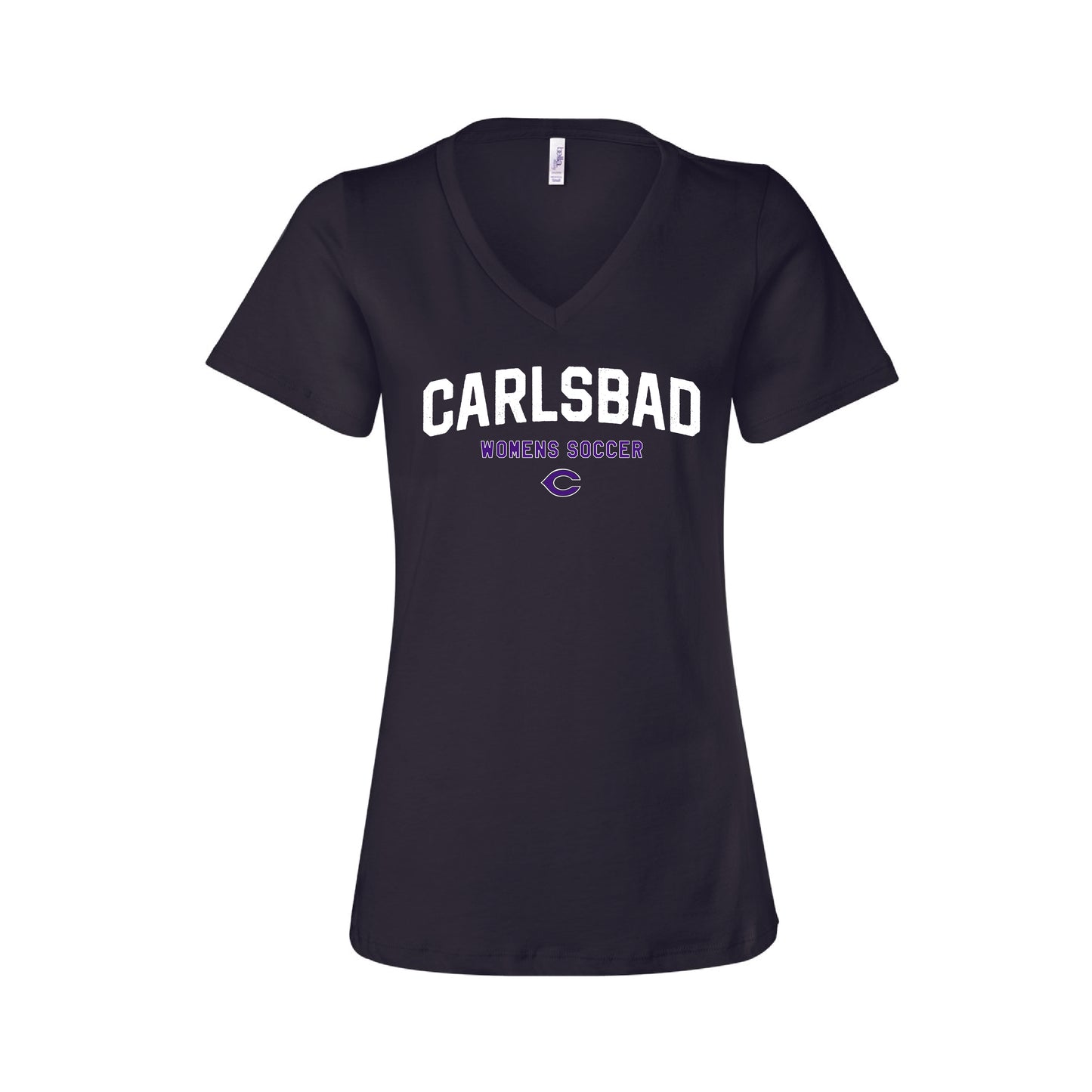 Carlsbad High Soccer (1213007) Womens Relaxed V Neck Tee (Black)