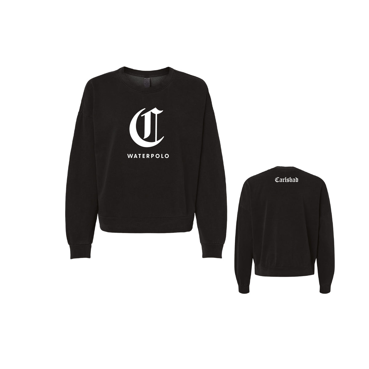 Carlsbad Water Polo – "C" Waterpolo Ladies Cozy Crewneck (Black)