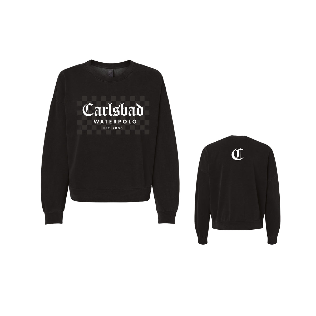 Carlsbad Water Polo – Ladies Check Crewneck (Black)