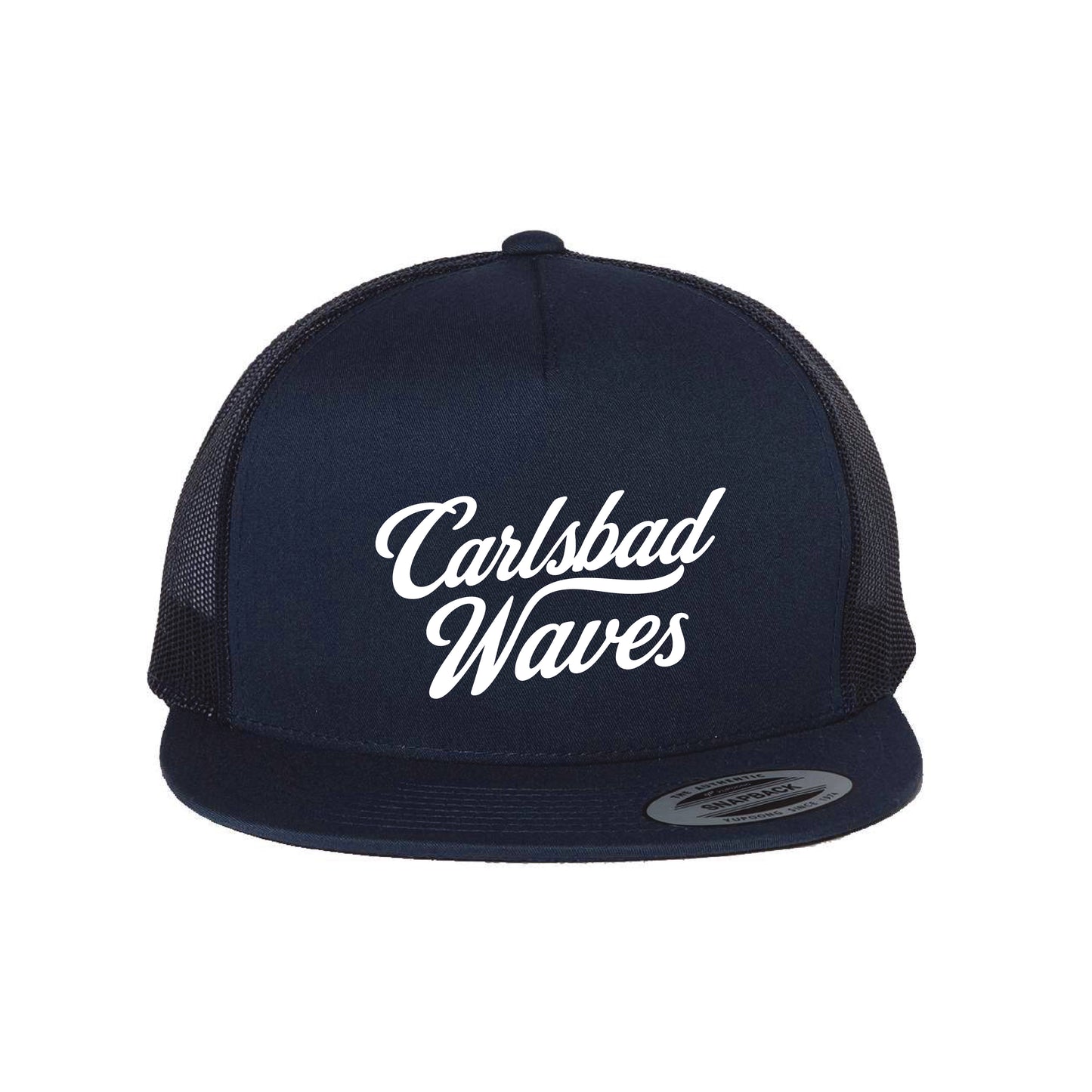 Carlsbad Waves Script Flat Bill Hat (Navy)