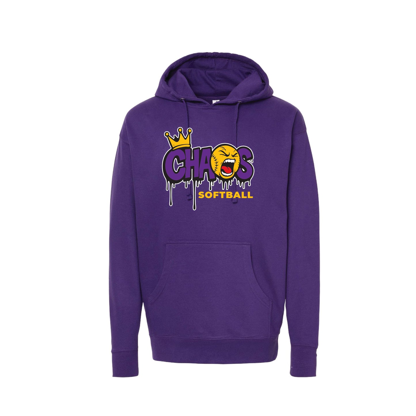 Chaos Softball Unisex Midweight Hooded Sweatshirt- Purple