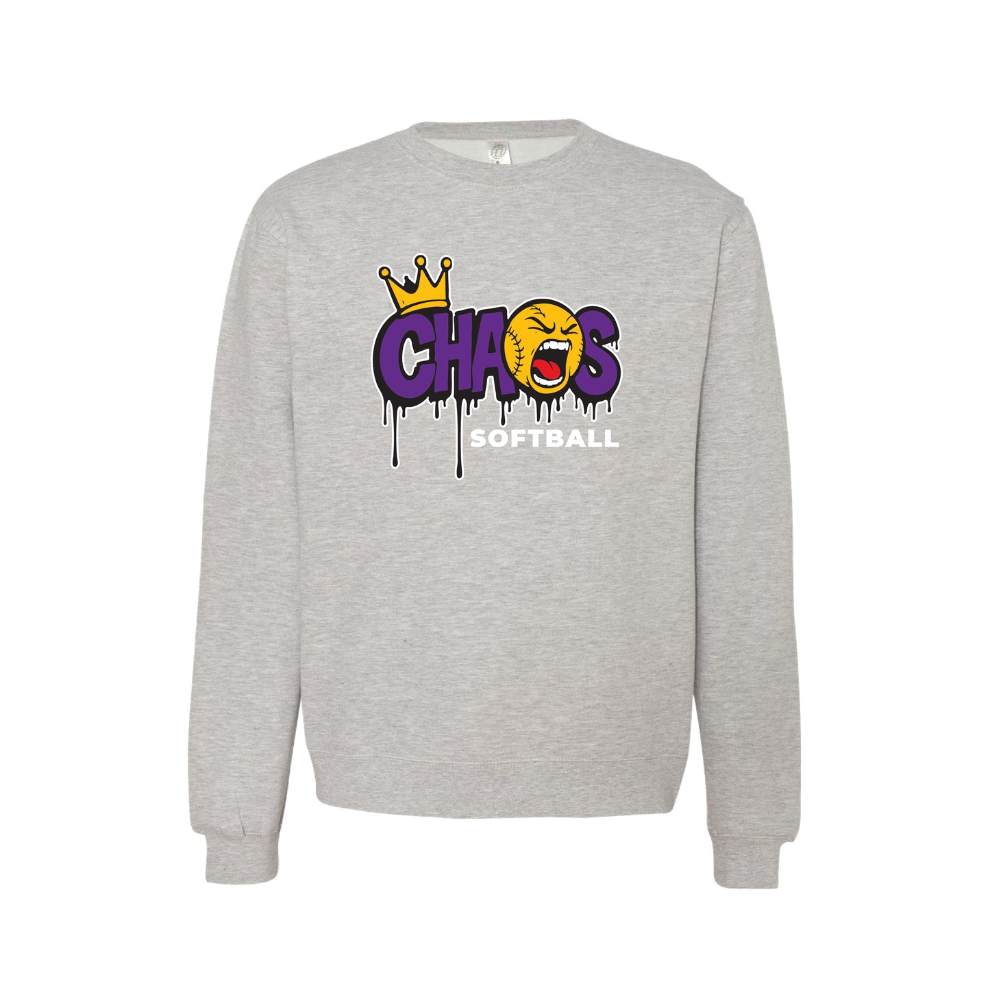 Chaos Softball Unisex Fleece Crewneck Sweatshirt- Sport Grey