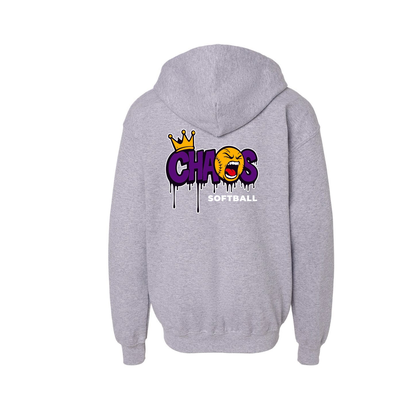 Chaos Softball Youth Zip Hoodie - Sport Grey