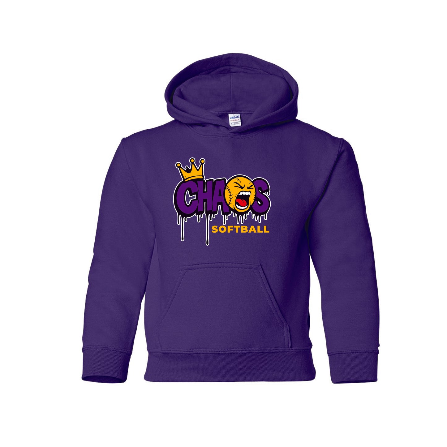 Chaos Softball Youth Hoodie- Purple