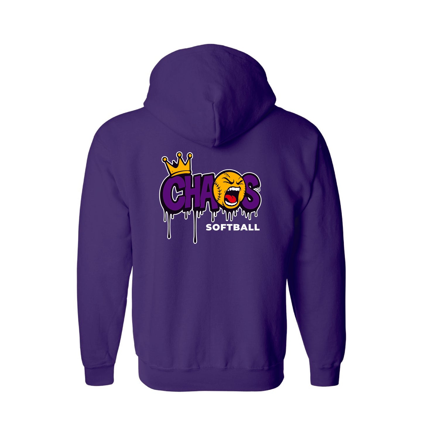 Chaos Softball Adult Unisex Zip Hoodie -Purple
