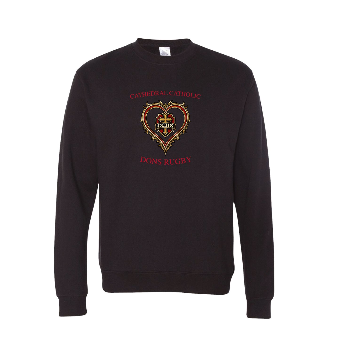 Cathedral Catholic Rugby- Unisex Fleece Crewneck VDAY edition (Black)