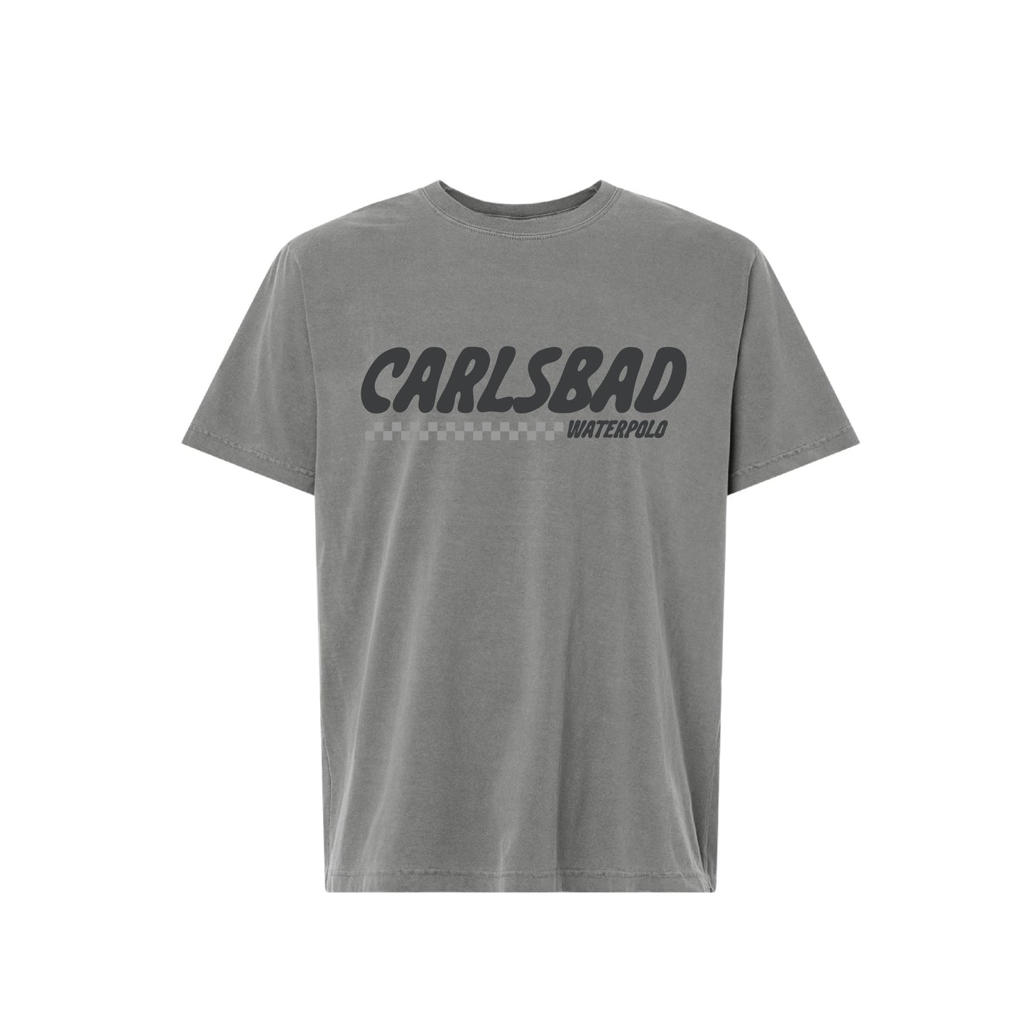 Carlsbad Water Polo Unisex Check Tee- Washed Grey