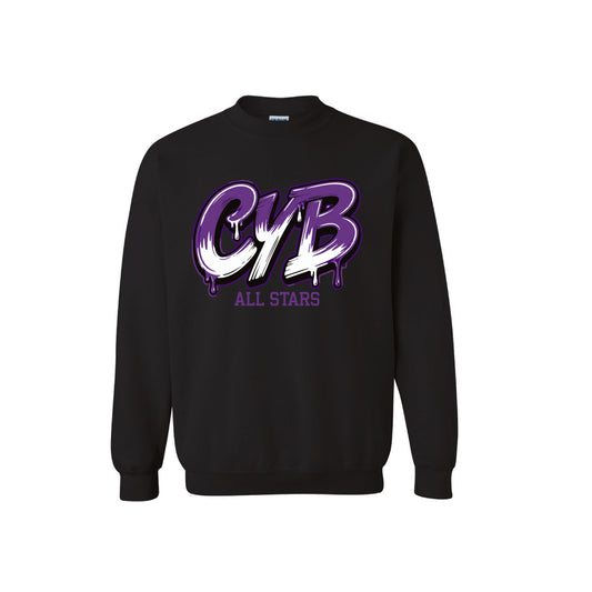 CYB Carlsbad Youth Baseball Youth & Adult Heavyweight Crewneck Sweatshirt - Graffiti (Black)