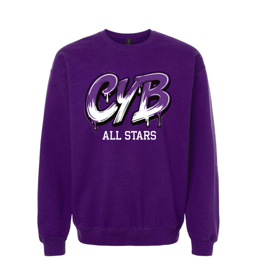 CYB Carlsbad Youth Baseball Unisex Heavyweight Crewneck Sweatshirt - Graffiti (Purple)