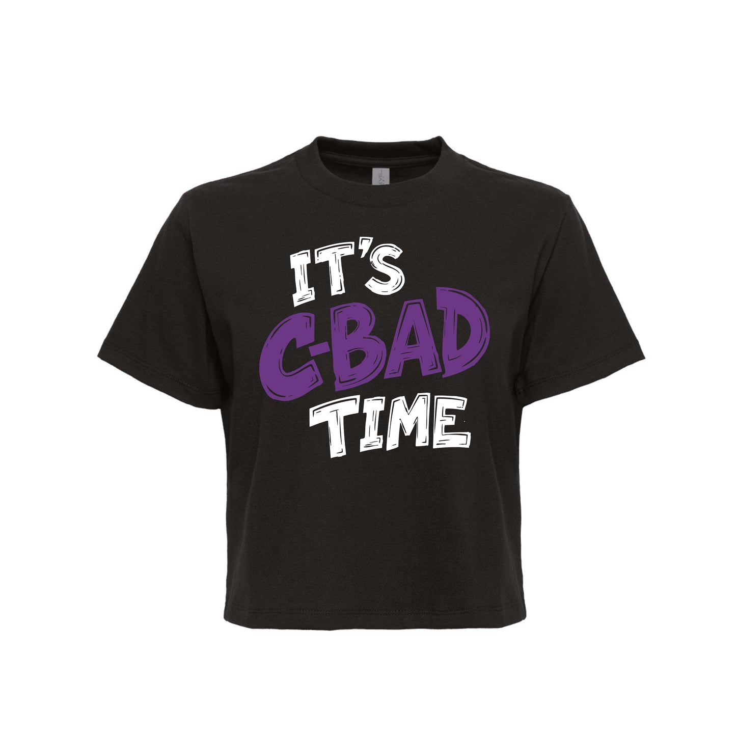 CYB Carlsbad Youth Baseball Ladies Boxy Tee - CBAD TIME (Black)