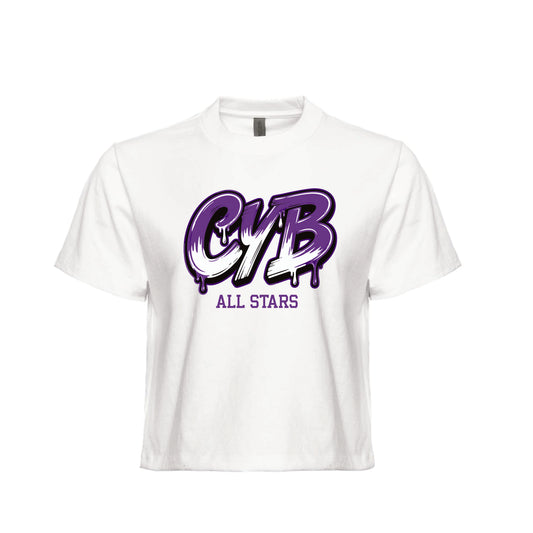 CYB Carlsbad Youth Baseball Ladies Boxy Tee - Graffiti (White)