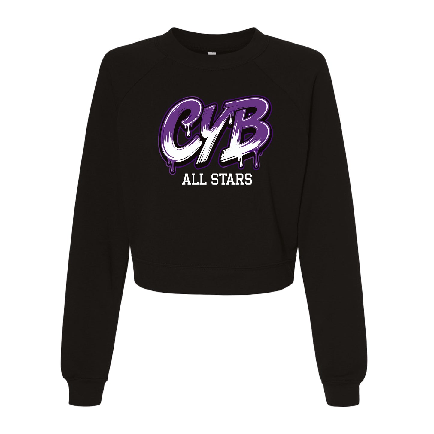 CYB Carlsbad Youth Baseball Ladies Cropped Sweatshirt - Graffiti (Black)