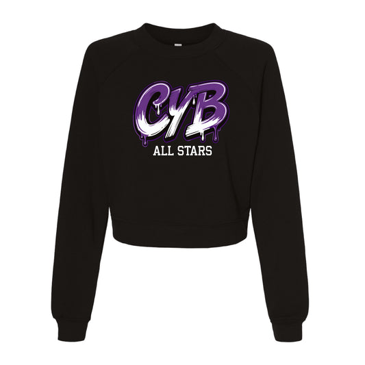 CYB Carlsbad Youth Baseball Ladies Cropped Sweatshirt - Graffiti (Black)