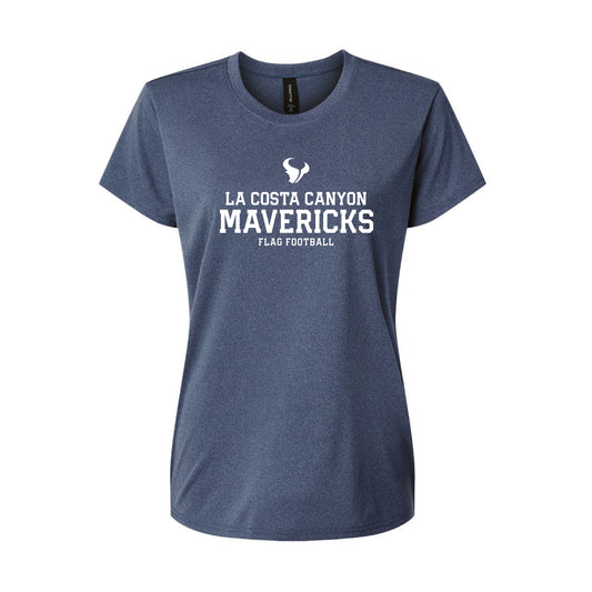 LCC Flag Football 2026- Ladies Dri-Fit Performance Tee (Heather Navy)