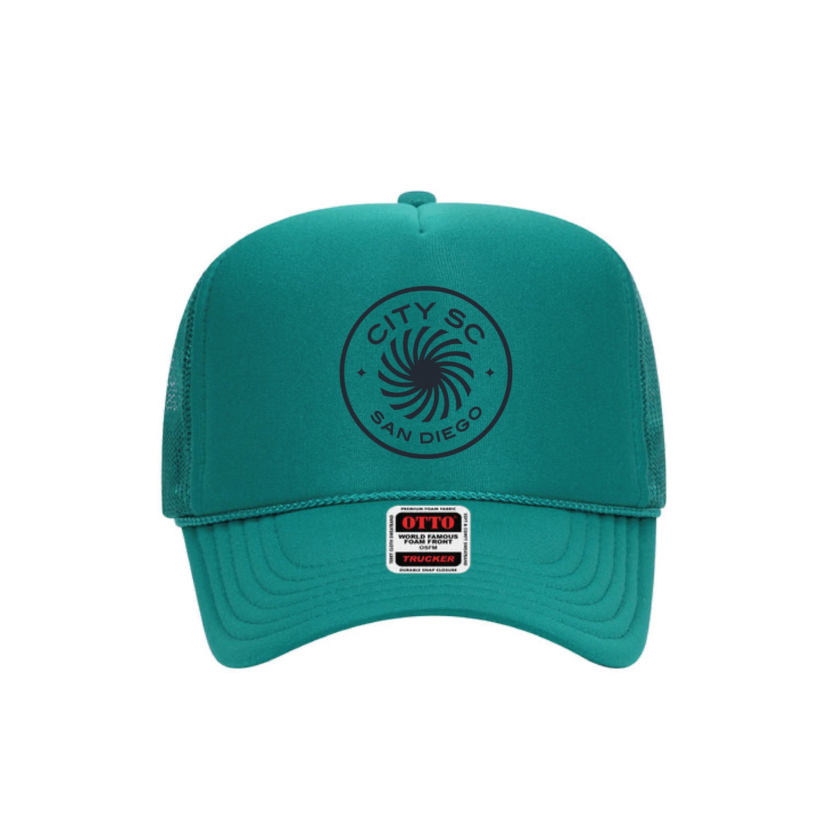Teal Circle Trucker Hat mockup