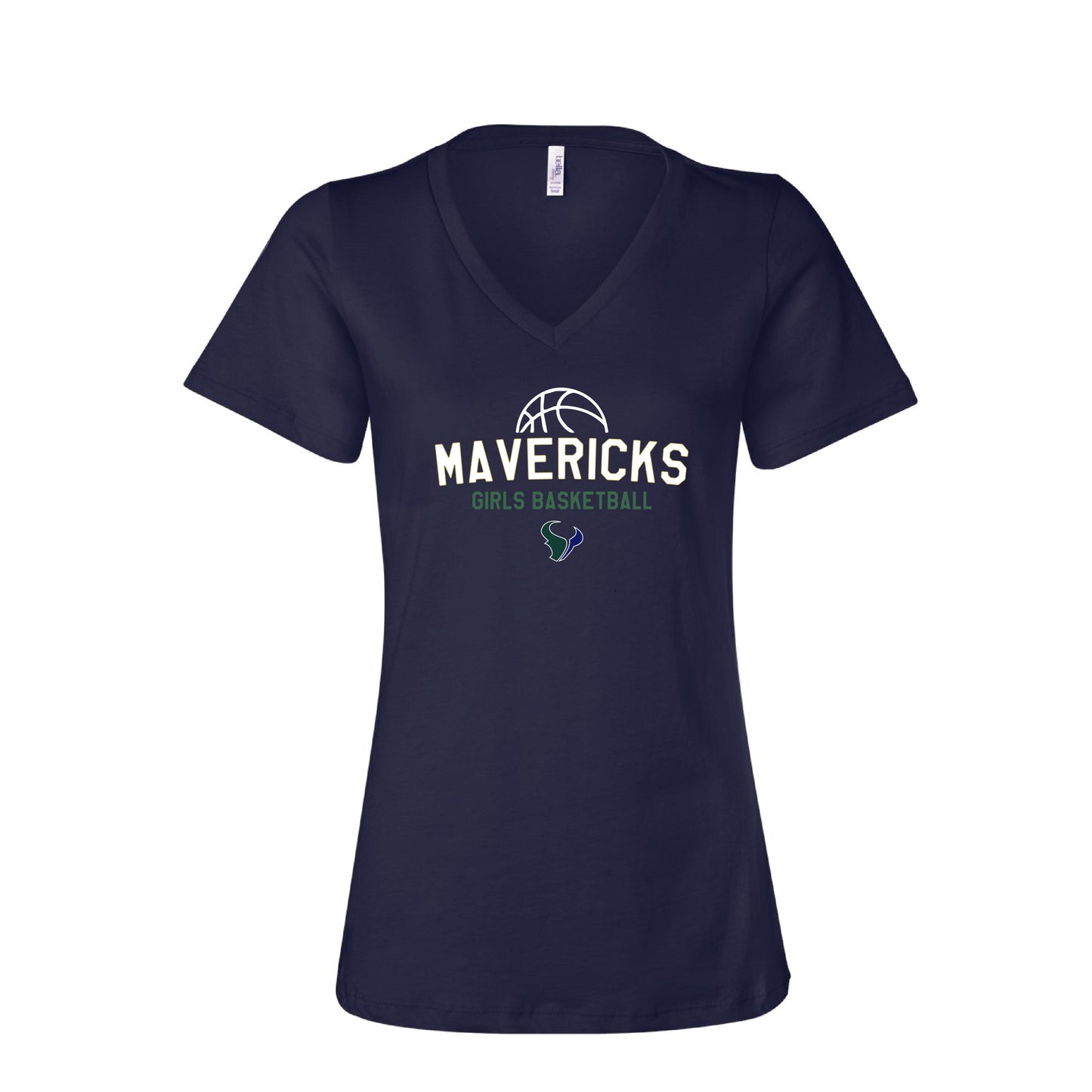 LCC Girls Basketball Womens Maverick's Basketball  V- Neck (Navy)