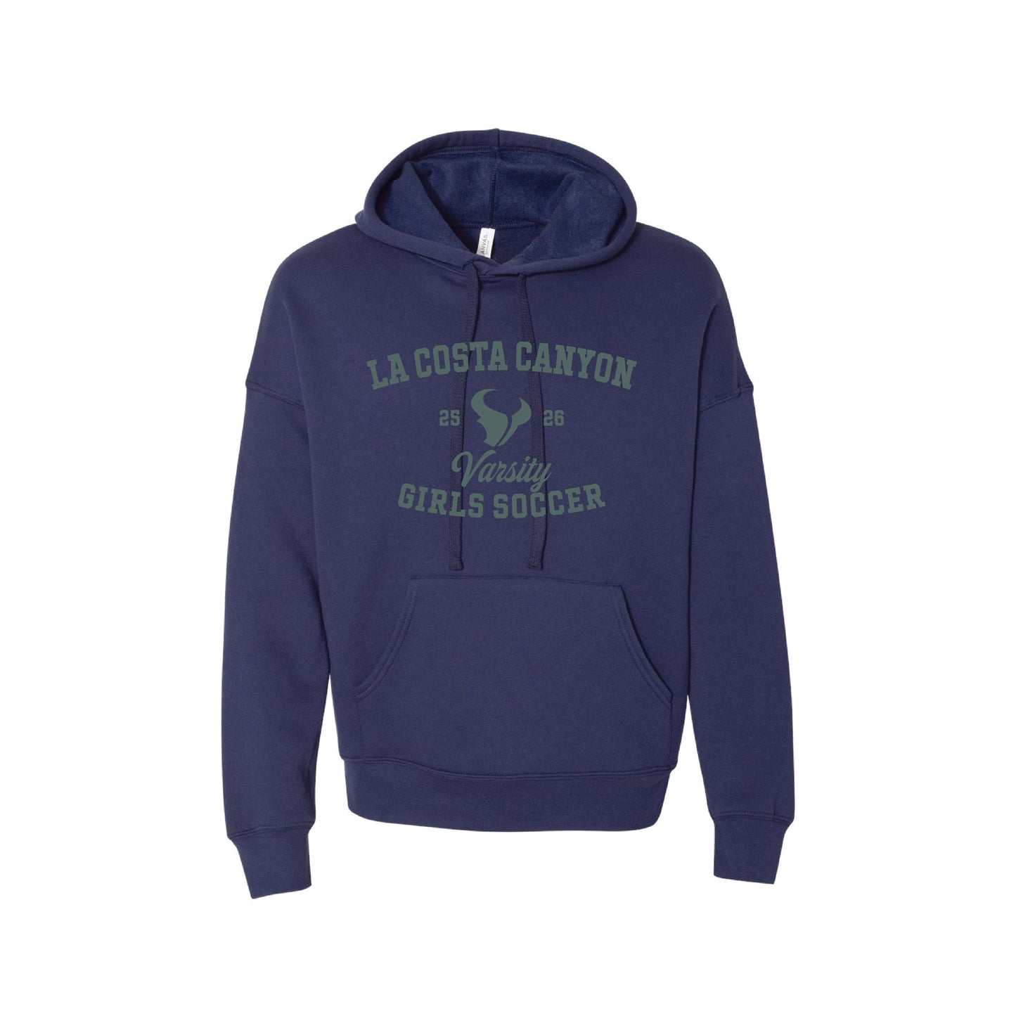 LCC Girls Soccer (112310) Fleece Drop Shoulder Hoodie - Vintage Steer (Navy)