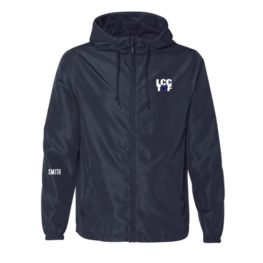 LCC Track and Field Unisex Lightweight Windbreaker Full Zip Jacket (Navy)