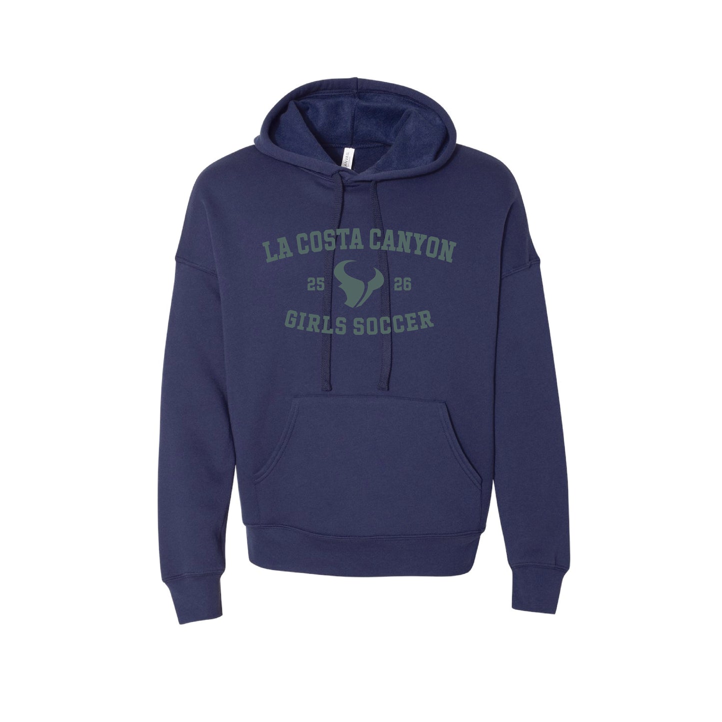 LCC Girls Soccer (112310) Fleece Drop Shoulder Hoodie - Vintage Steer (Navy)