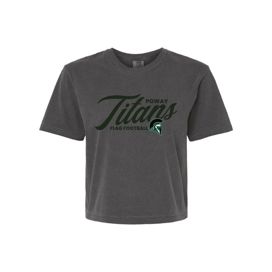 PHS Flag Football - Script Ladies Boxy Tee  (Pepper)