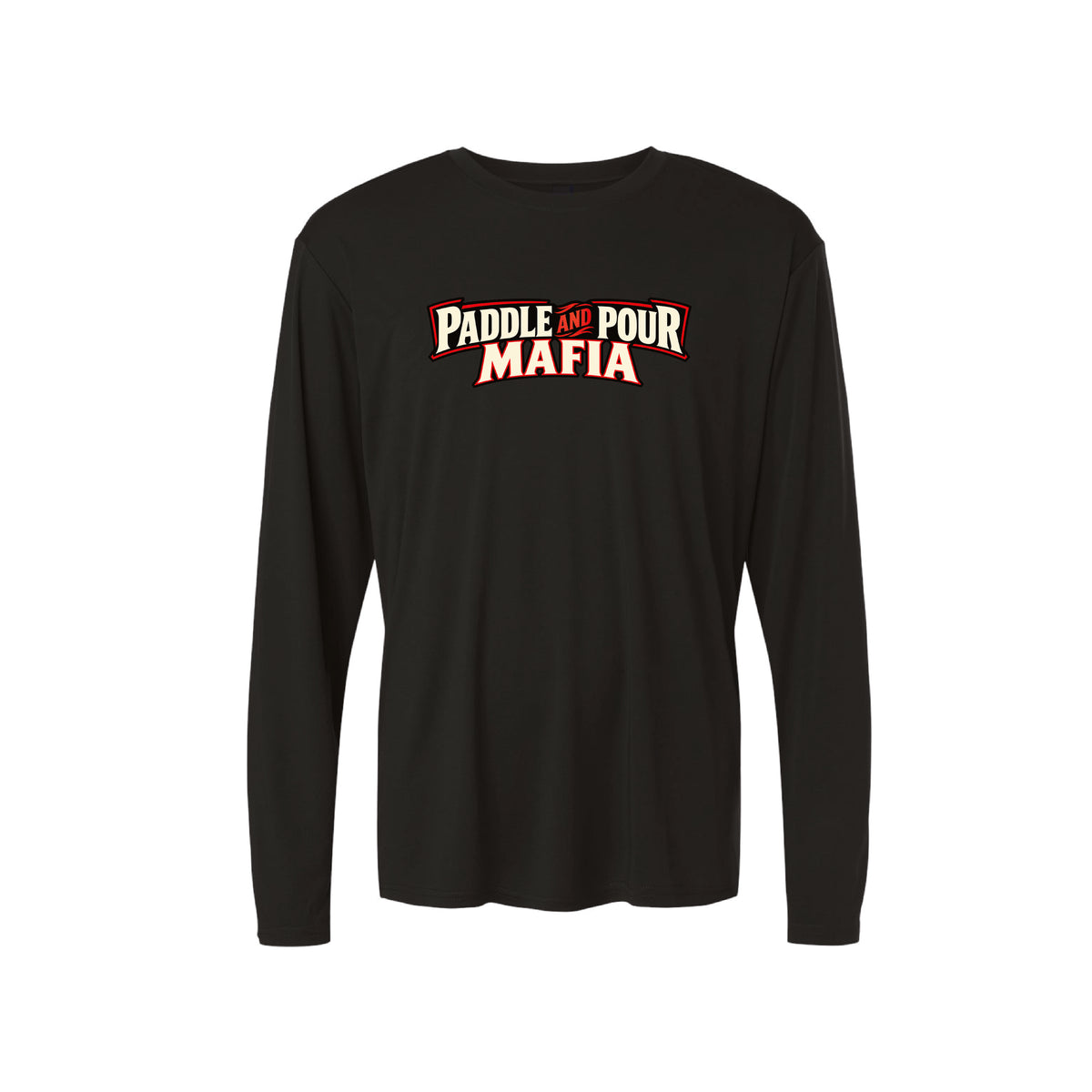 Paddle & Pour Unisex Long Sleeve Performance Tee (Black)