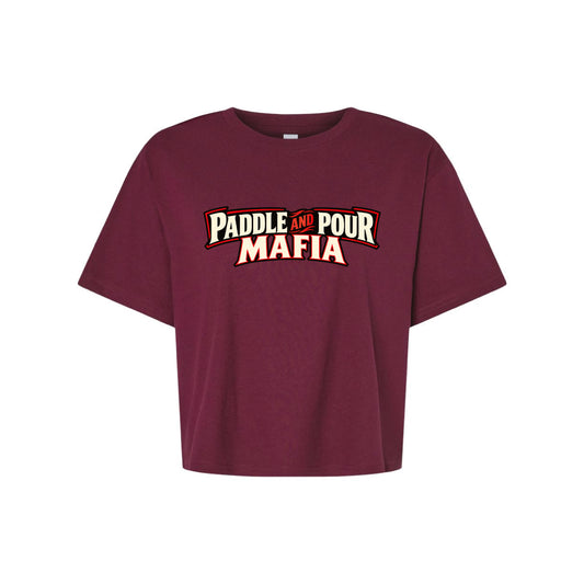 Paddle & Pour Ladies Mid Length Boxy Tee (Burgundy)