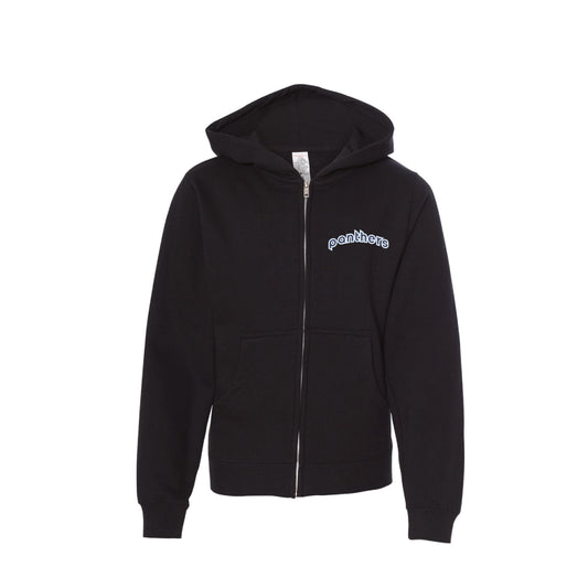 Poinsettia Elementary Retro Panthers Zip Hoodie- Black
