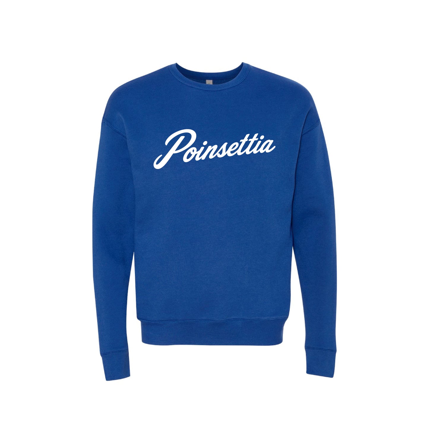 Poinsettia Elementary- Script Unisex Fleece Crewneck Sweatshirt (Royal)