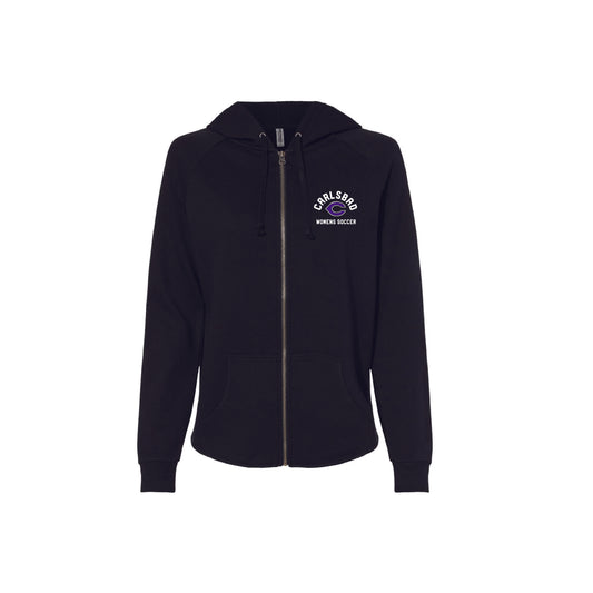 Carlsbad High Soccer (1213014) Ladies Zip Hoodie (Black)