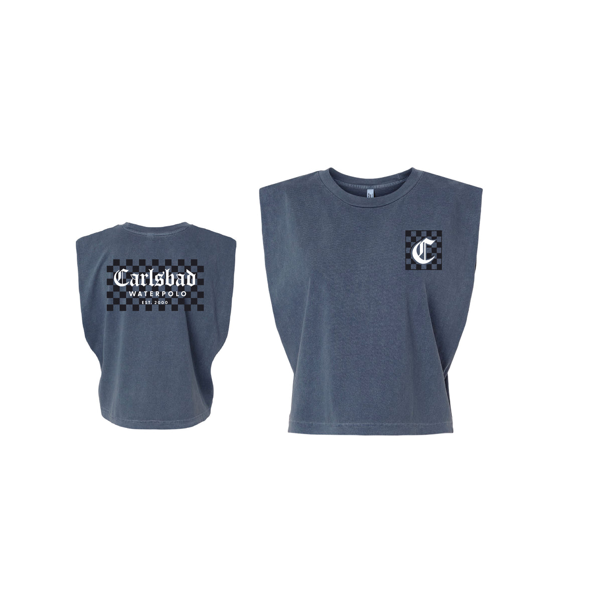 Carlsbad Water Polo – Checkered Women's Muscle Tank (Washed Navy)