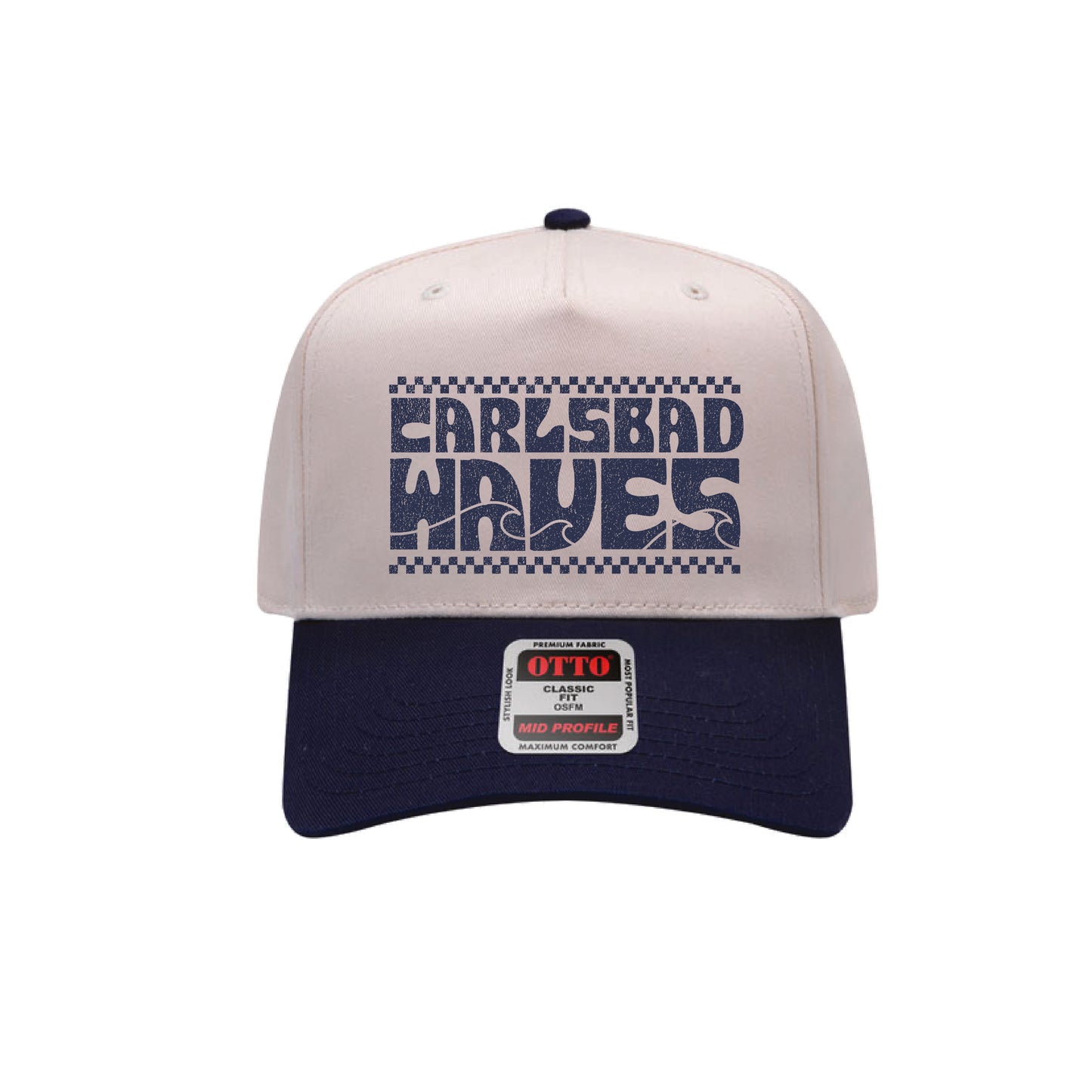 Carlsbad Waves WAVE CHECK Trucker Hat (Navy/Cream)