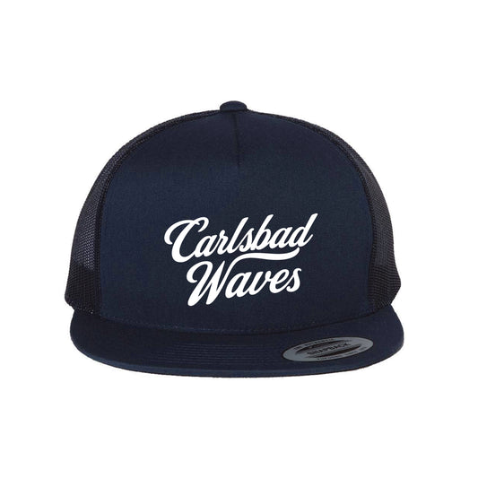 Carlsbad Waves Script Flat Bill Hat (Navy)