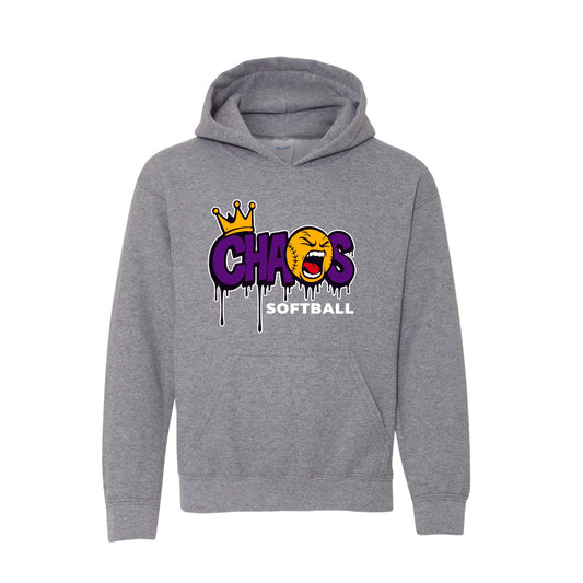 Chaos Softball Youth Hoodie- Sport Grey