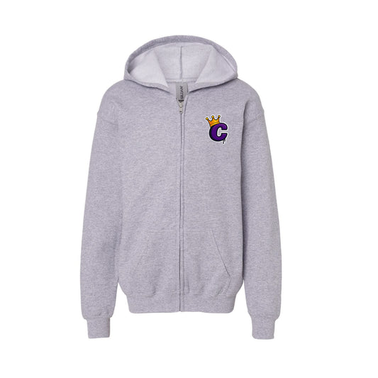 Chaos Softball Youth  Zip Hoodie - Sport Grey