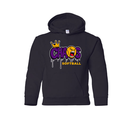 Chaos Softball Youth Hoodie- Black