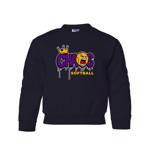 Chaos Softball Youth Crewneck Pullover- Black