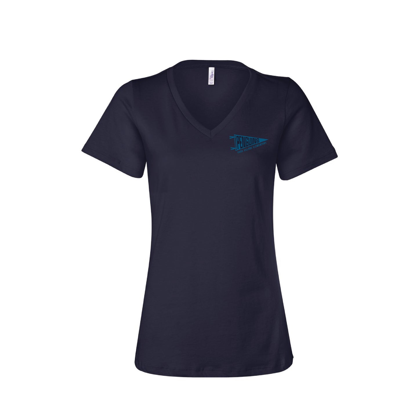 Park Village Elementary- Penguins Ladies V-Neck (Navy)