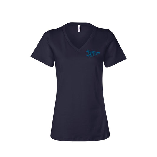 Park Village Elementary- Penguins Ladies V-Neck (Navy)