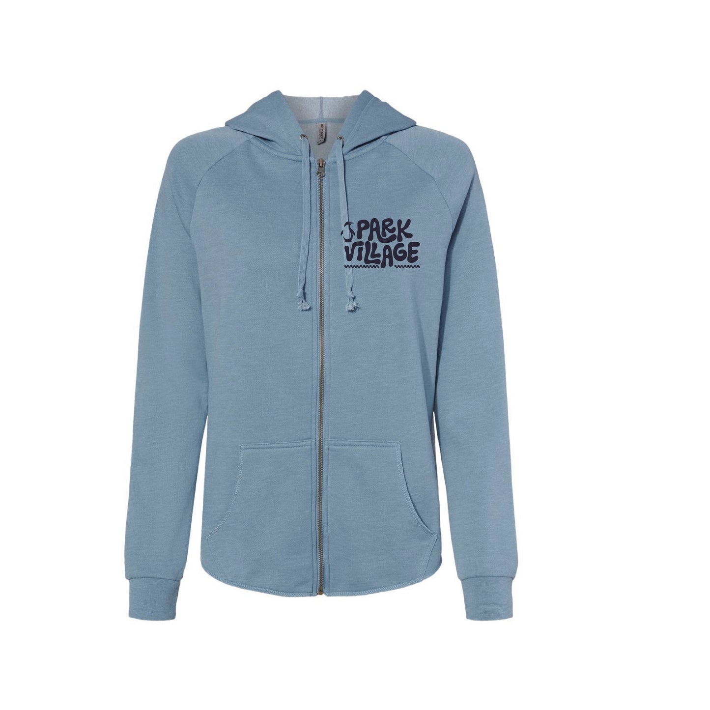 Park Village Elementary Penguins Ladies Zip Hoodie (Misty Blue)