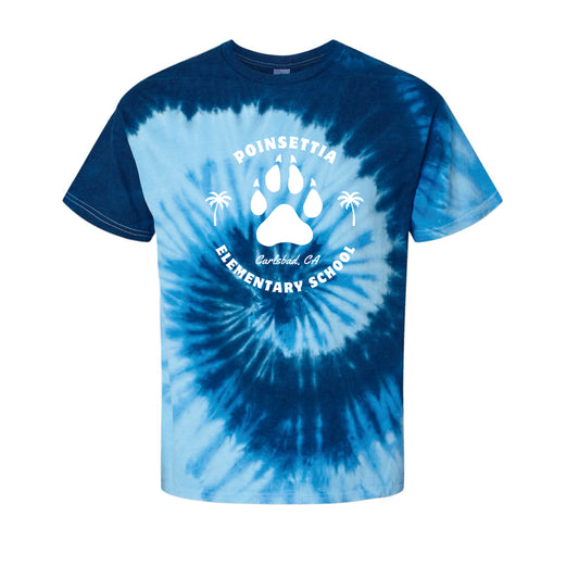 Poinsettia Elementary Spiritwear- Tie Dye Tee - Blue Ocean