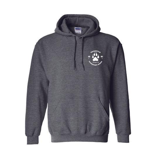 Poinsettia Elementary- Poinsettia Paw Hoodie- Charcoal