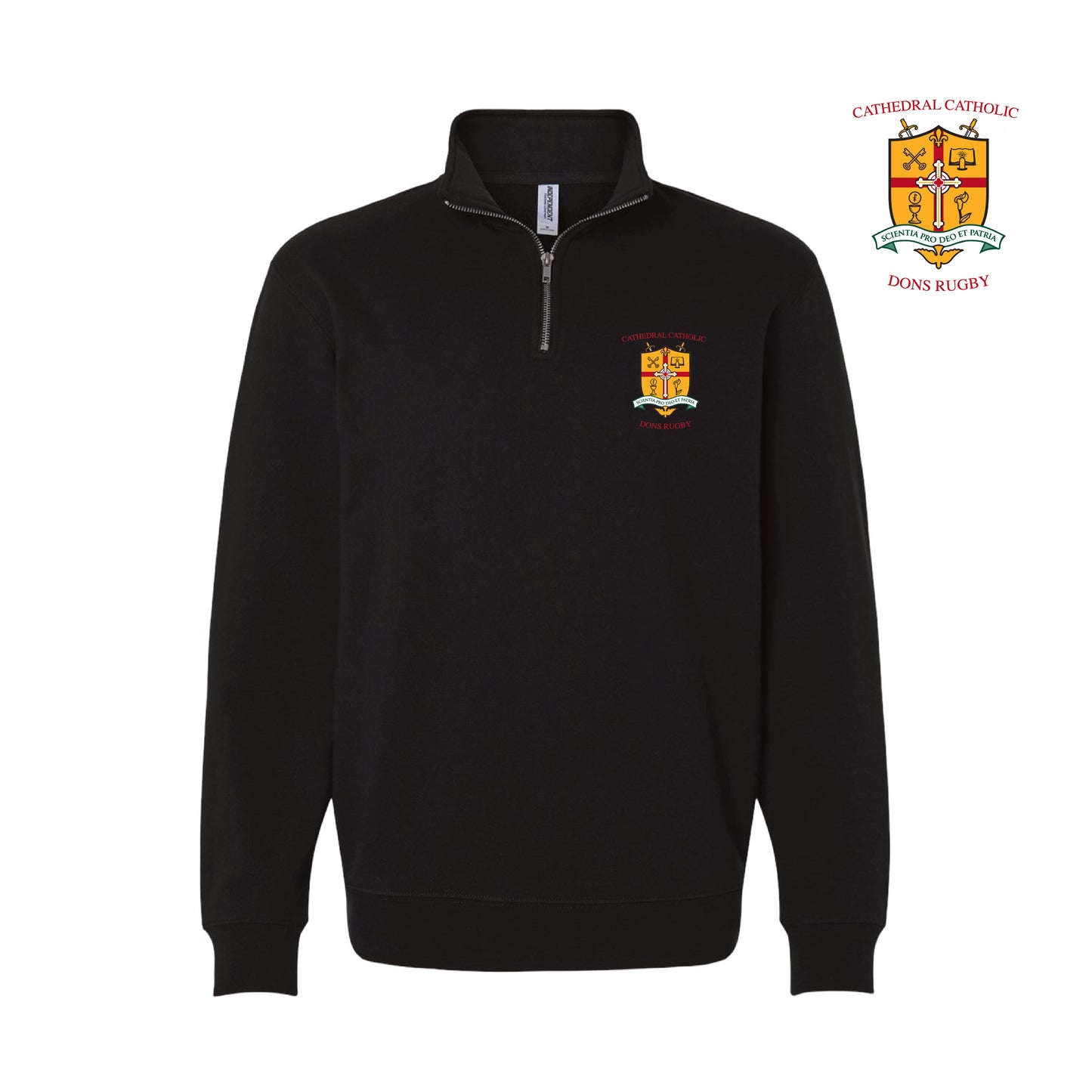 Cathedral Catholic Rugby- Unisex Midweight Quarter Zip (Black)