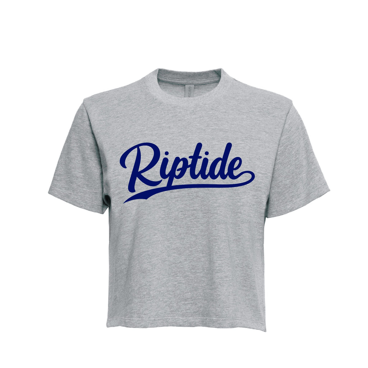 Riptide LCYO Lewis gray cropped navy script tee