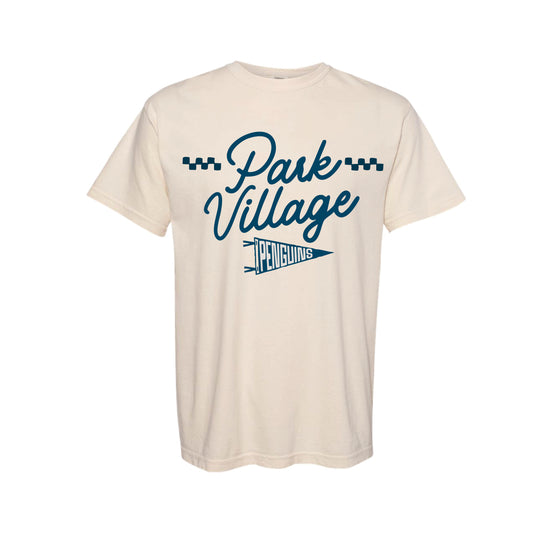 Park Village Elementary - Retro Surf Check Cream Tee