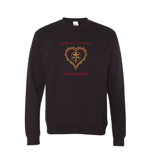 Cathedral Catholic Rugby- Unisex Fleece Crewneck VDAY edition (Black)