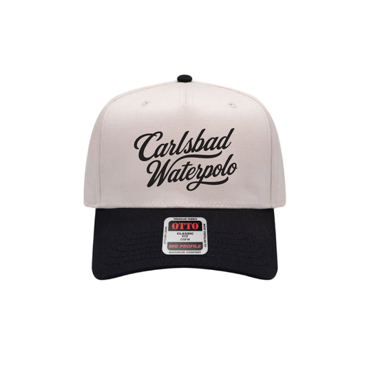 Carlsbad Waterpolo Script Mid Profile Baseball Cap (Split Black/Cream)