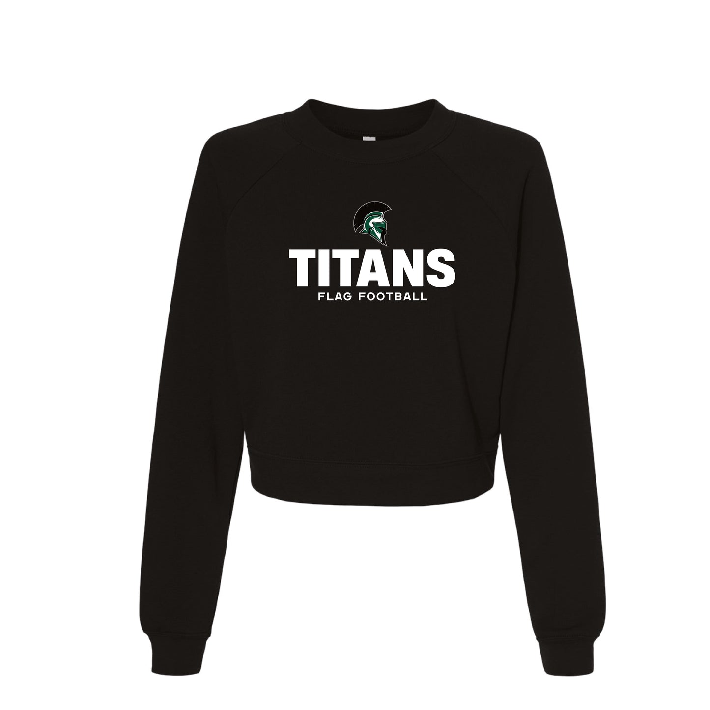 PHS Flag Football - Classic Ladies Cropped Crewneck (Black)