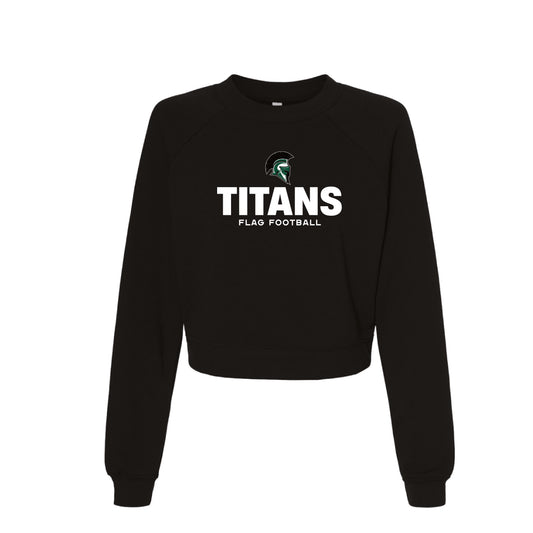 PHS Flag Football - Classic Ladies Cropped Crewneck (Black)