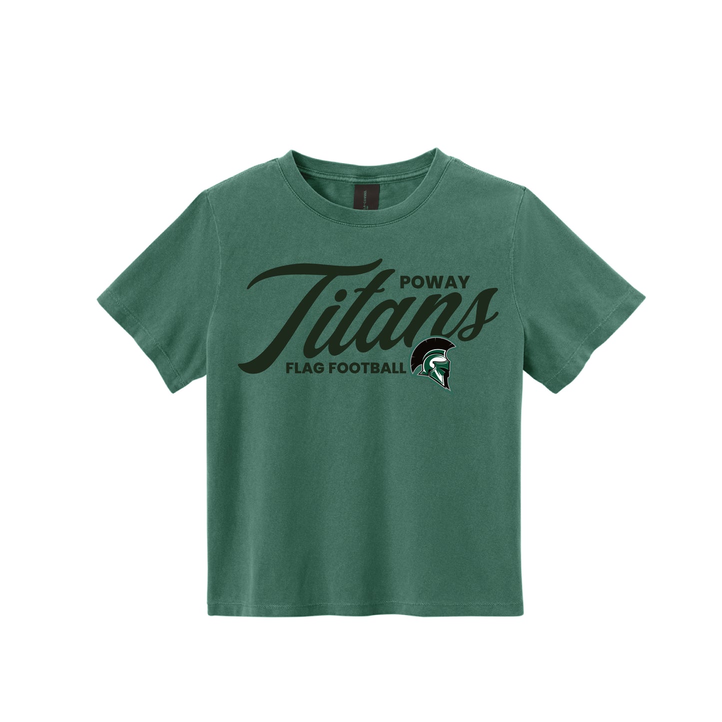 PHS Flag Football - Script Ladies Boxy Tee  (Washed Pine)
